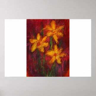 Gold Daffodils in Pink Poster