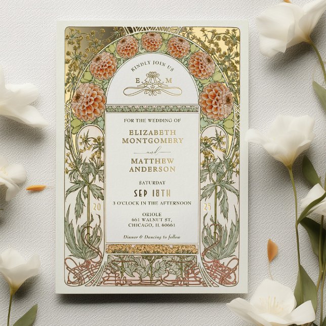 Gold Dahlia Vintage Wedding Art Nouveau (Creator Uploaded)