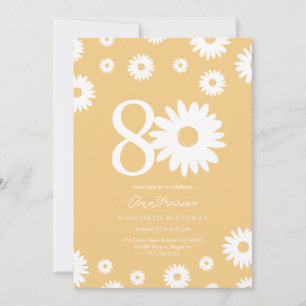 Gold Daisy 80th Birthday Invitation