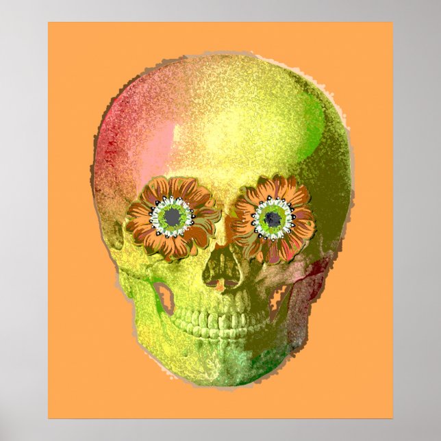 Gold Daisy Skull Poster (Front)