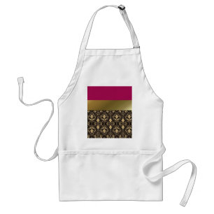 Gold damask and Red Standard Apron