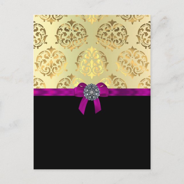 Gold damask & black personalised postcard (Front)