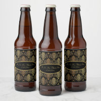 Gold Damask Black Script Wedding Elegant