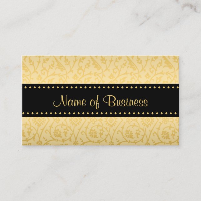Gold Damask Boutique Business Card (Front)