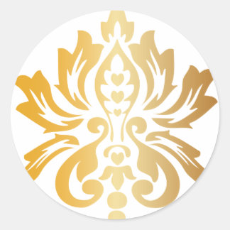 Gold Damask Custom Classic Round Sticker