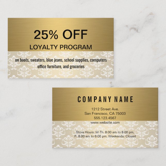 Gold | Damask | Discount Loyalty  (Front/Back)