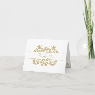 Gold Damask Emblem Thank You Card