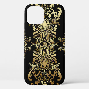 Gold damask floral seamless pattern with arabesque iPhone 12 case