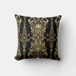 Gold damask floral seamless pattern with arabesque cushion