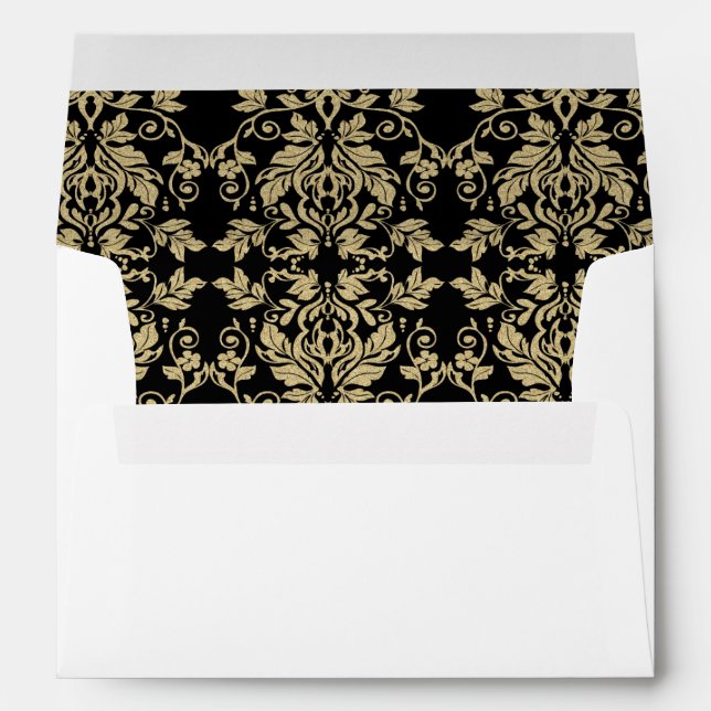 Gold Damask Inside White Envelope (Back (Bottom))