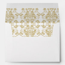 Gold Damask Inside White