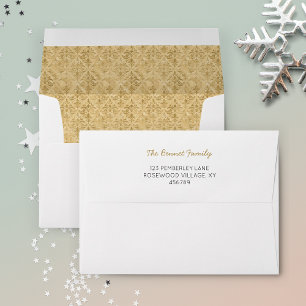 Gold Damask Liner Your Address Envelope