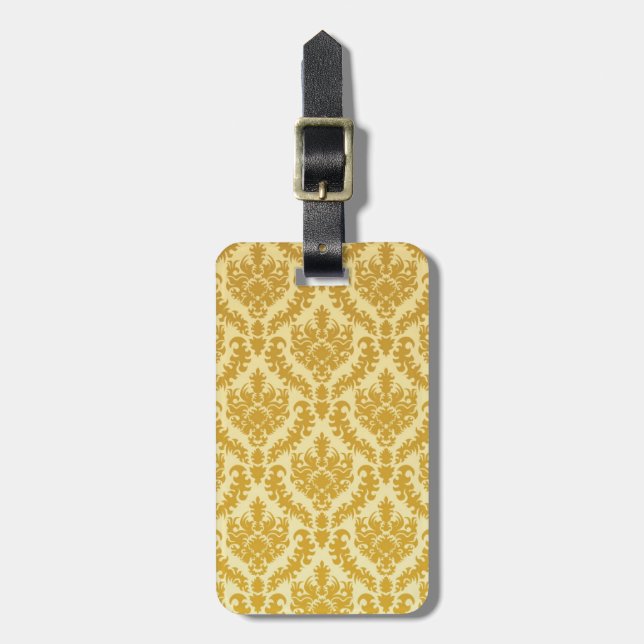 Gold damask luggage tag (Front Vertical)