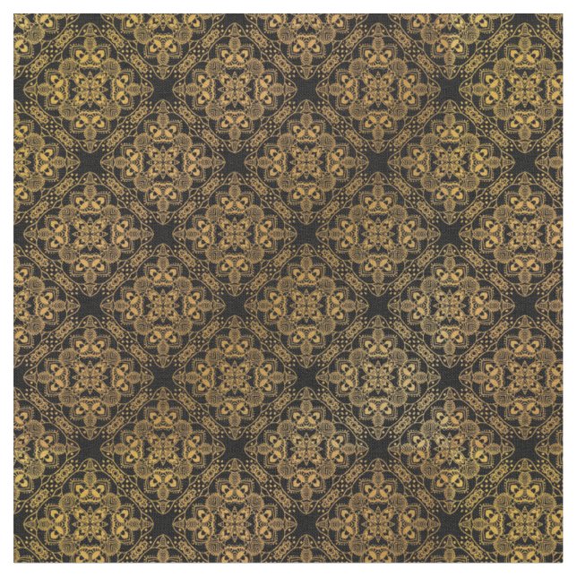 Gold Damask Medallion Pattern Fabric (Close Up)