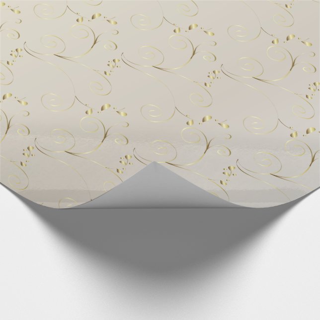Gold Damask on White Gold | Wedding Wrapping Paper (Corner)
