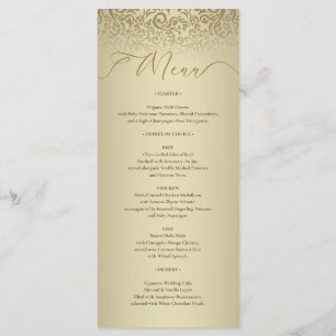 Gold Damask Ornate Wedding Menu Card