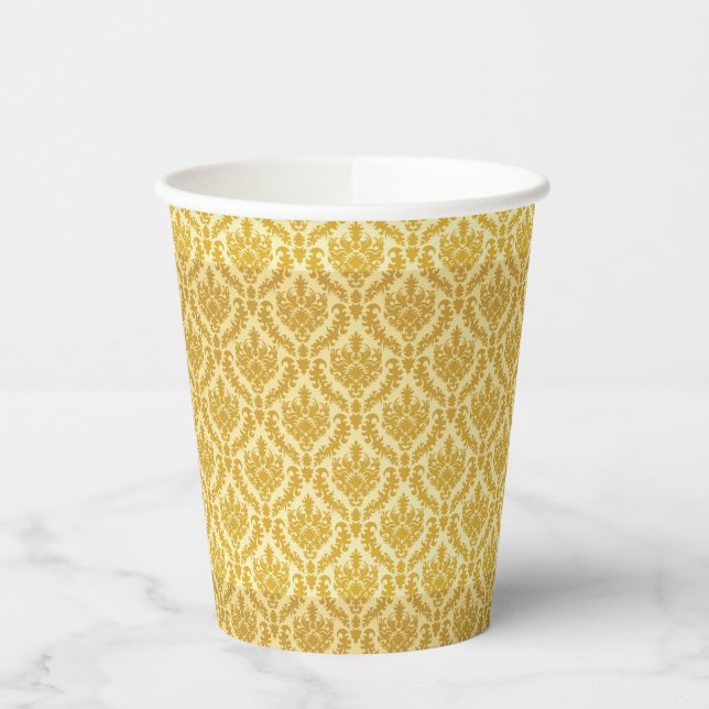 Gold damask paper cups (Left)
