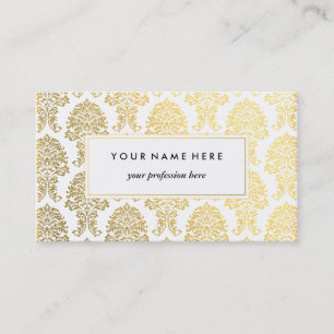 Gold Damask Pattern Business Card Template