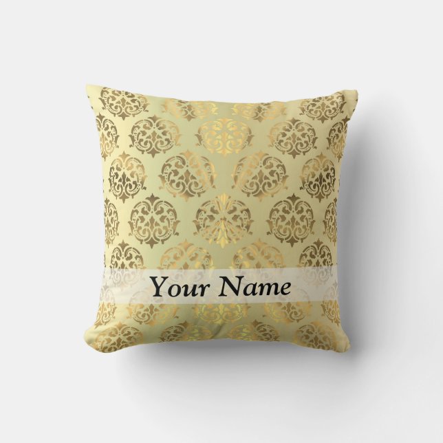 Gold damask pattern cushion (Front)