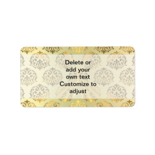 Gold damask pattern label
