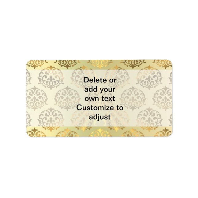 Gold damask pattern label (Front)