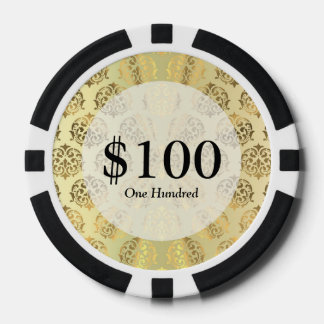 Gold damask pattern poker chips