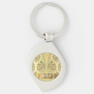 Gold damask personalised mother key ring