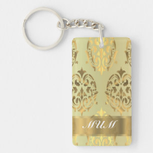 Gold damask personalised mother key ring