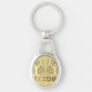 Gold damask personalised mother key ring