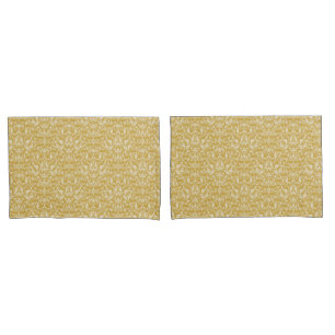 Gold Damask Print Pillowcase Set