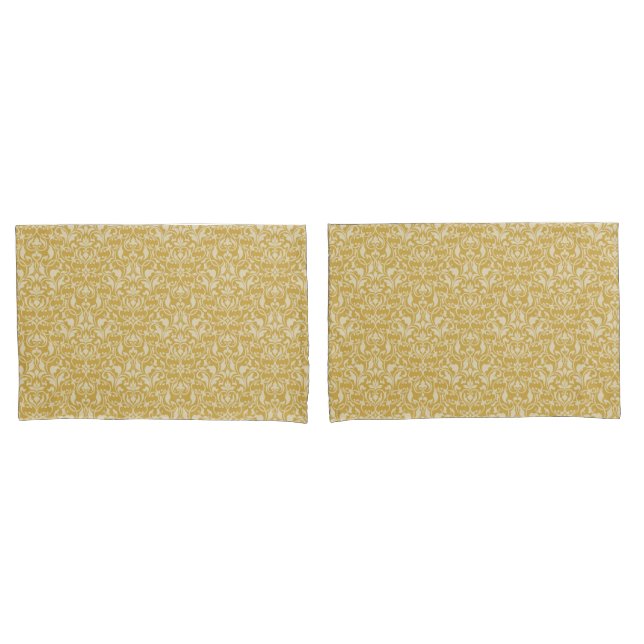 Gold Damask Print Pillowcase Set (Front-Set)