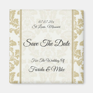 Gold damask Save The Date Magnet invitation