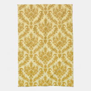 Gold damask tea towel