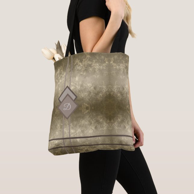 Gold damask tote bag (Close Up)