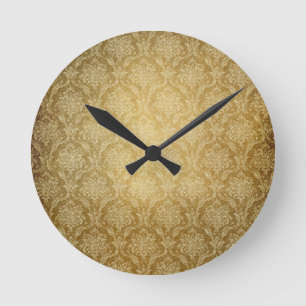 Gold Damask Wall Clock