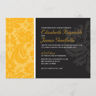 Gold Damask Wedding Invitations