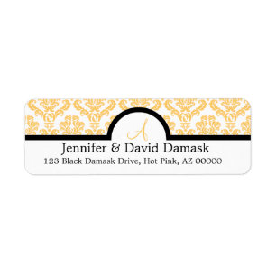 Gold Damask Wedding Monogram Labels {not metallic}