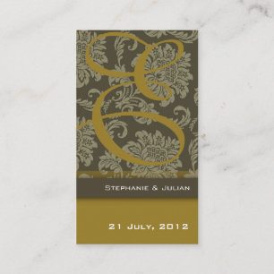 Gold Damask Wedding Website Business Card