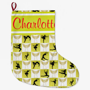 GOLD DANCER ANGEL PERSONALIZED CHRISTMAS STOCKING