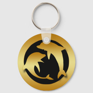 GOLD DANCING DOLPHINS KEY RING