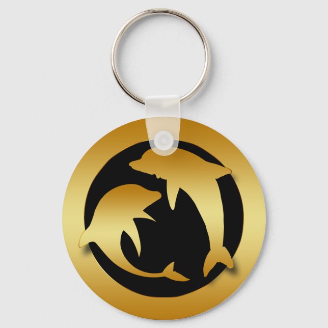 GOLD DANCING DOLPHINS KEY RING (Front)