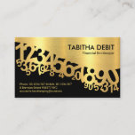 Gold Dancing Numbers Wave Bookkeeping Business Card<br><div class="desc">A simple negative space design using numbers that blend in against an upper faux gold layer. Over at the top lies your prestigious name and job title. Southwards to the base are the contact details. Overleaf, in a white cover, details are at the centre of the card. At the top...</div>