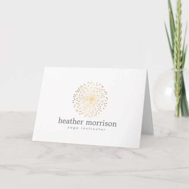 GOLD DANDELION STARBURST LOGO on WHITE Card (Front)