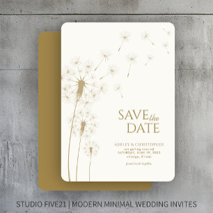 Gold Dandelion Wedding Save the Date Card