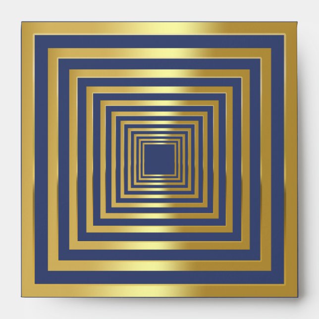 Gold dark blue 3d illusion square Envelope (Front)