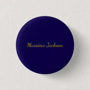 Gold & Dark Blue Color Professional Plain Own Name 3 Cm Round Badge