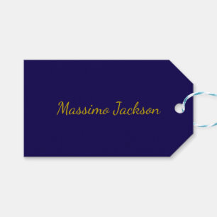 Gold & Dark Blue Color Professional Plain Own Name Gift Tags