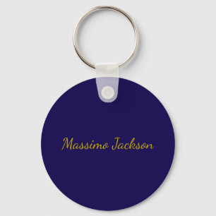 Gold & Dark Blue Color Professional Plain Own Name Key Ring
