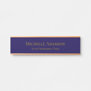 Gold & Dark Blue Colour Professional Plain Modern Door Sign