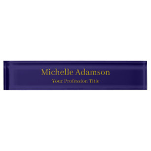 Gold & Dark Blue Colour Professional Plain Modern Nameplate